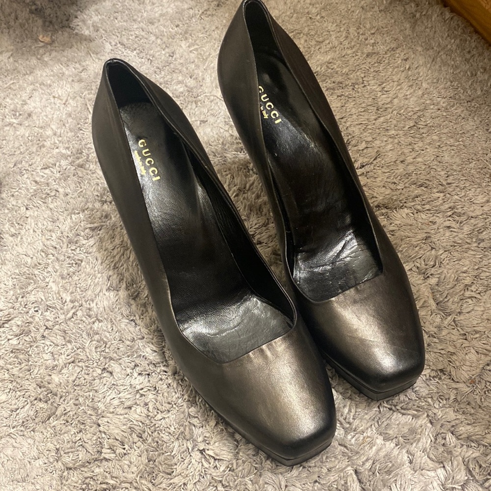 Gucci square toe heels